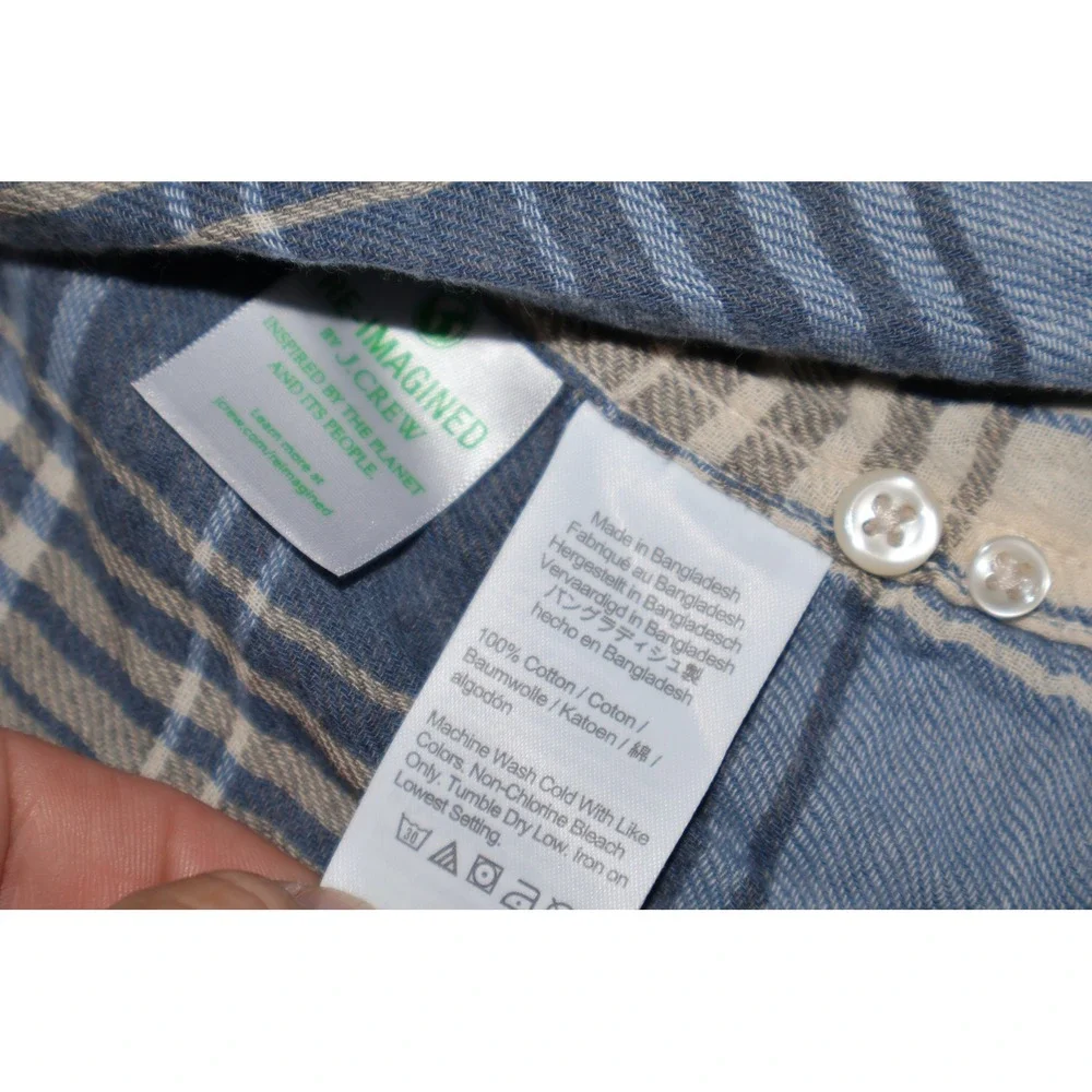 J.Crew Lined Shirt Mens Small Blue Plaid Slim Fit Long Sleeve Cotton Button Down